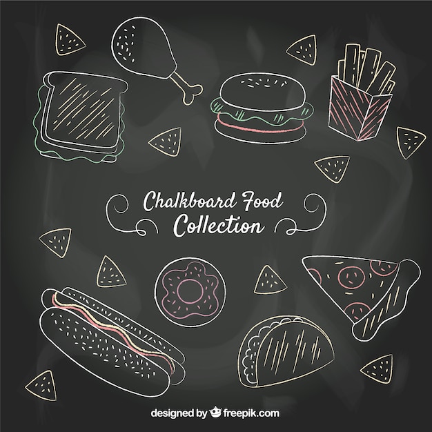 Free Vector Set Of Hand Drawn Food In Chalkboard Style