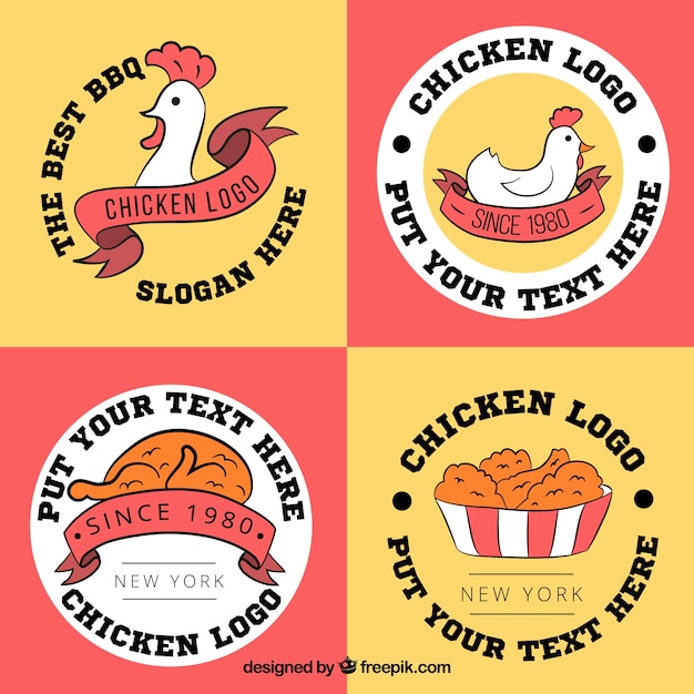 Premium Vector Set of hand drawn hen logos