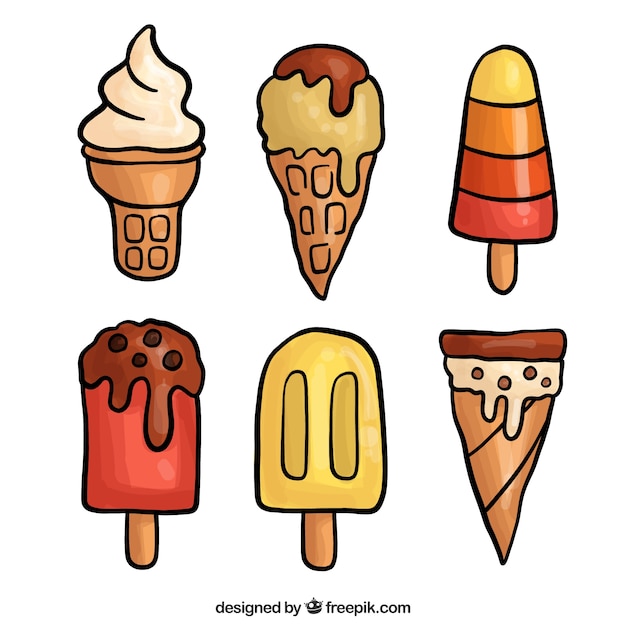 Free Vector Set Of Hand Drawn Ice Creams