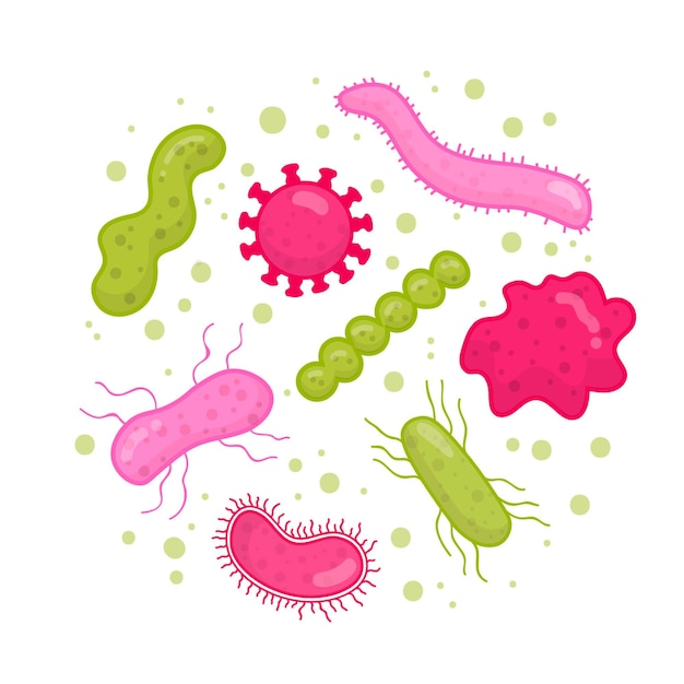 Free Vector | Set of hand drawn microscopic viruses of various colour