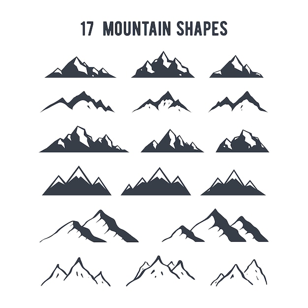 Download Set of hand drawn mountain silhouettes. Vector | Premium ...