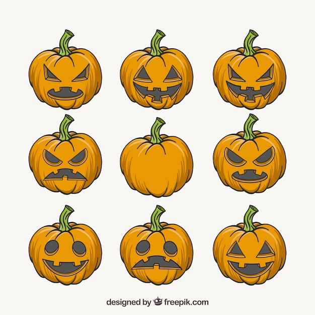 Set of hand drawn pumpkins | Free Vector