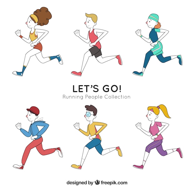 Free Vector | Set of hand drawn runners