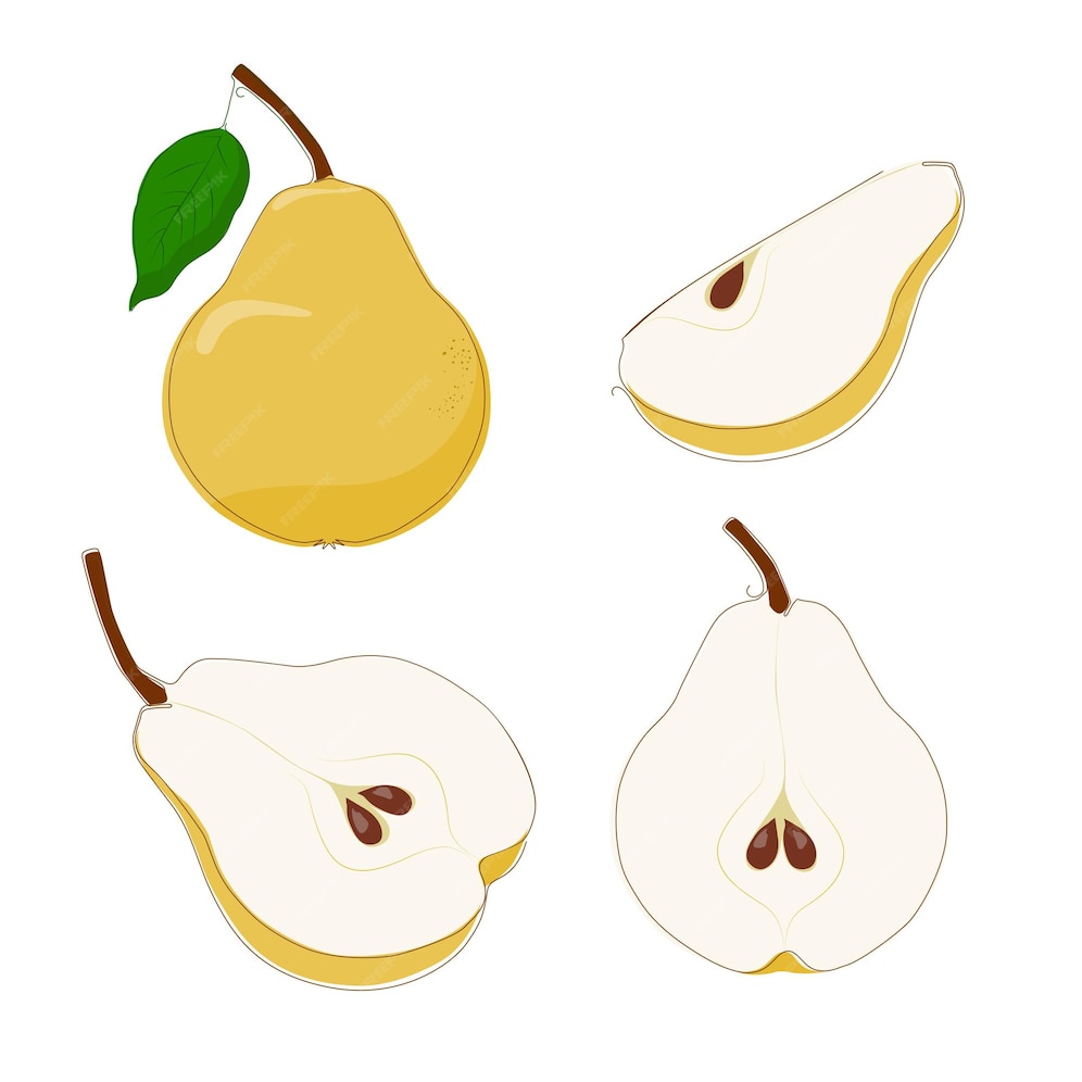 Premium Vector | Set of hand drawn sliced pear in flat design