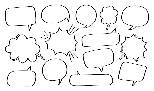 Premium Vector Set Hand Drawn Speech Bubble Or Chat Bubble