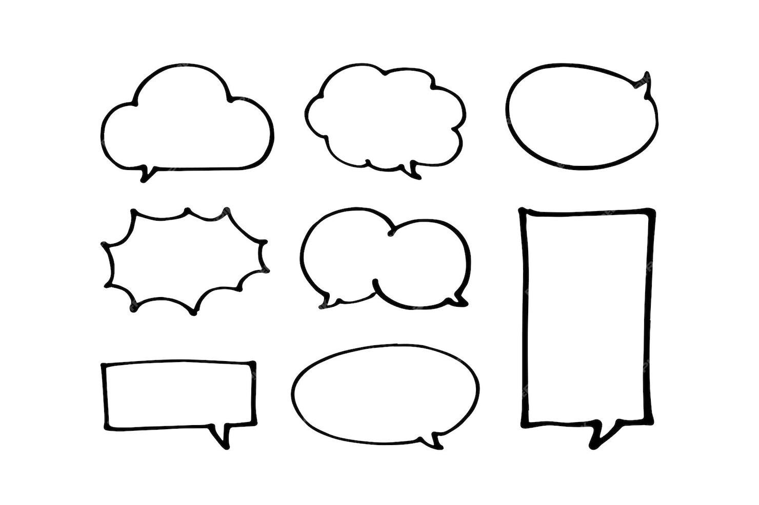 Premium Vector Set Of Hand Drawn Speech Bubbles Vector Illustration 7634