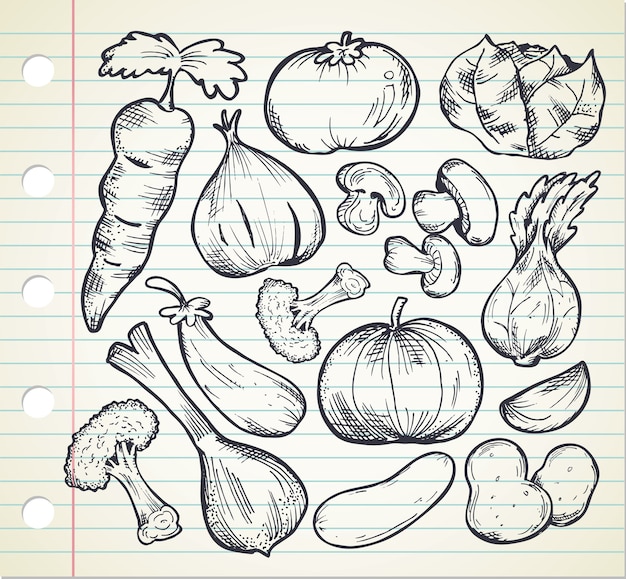 Premium Vector | Set of hand drawn vegetables