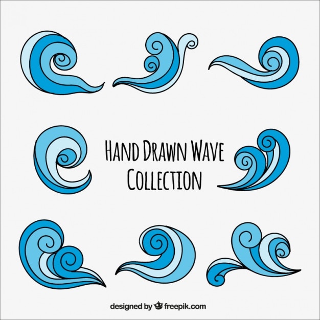 Free Vector | Set of hand-drawn waves with swirls