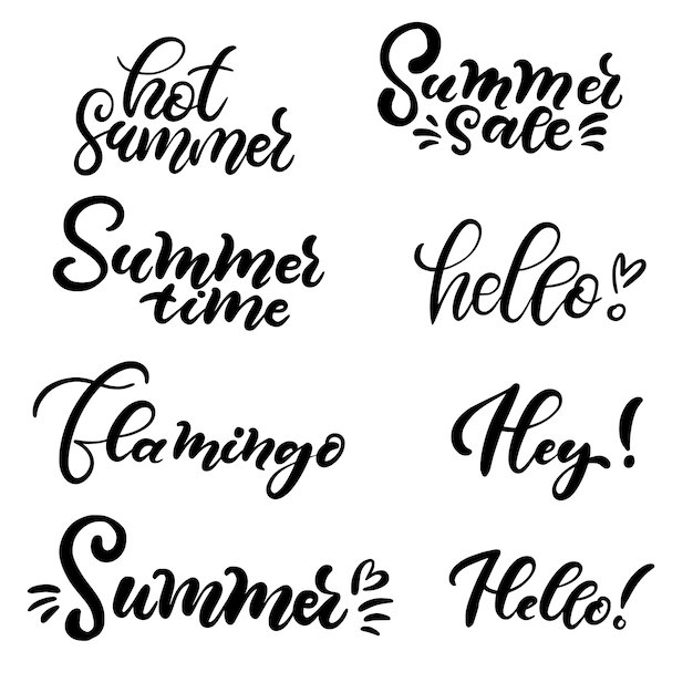 Premium Vector | Set of hand lettering about summer.