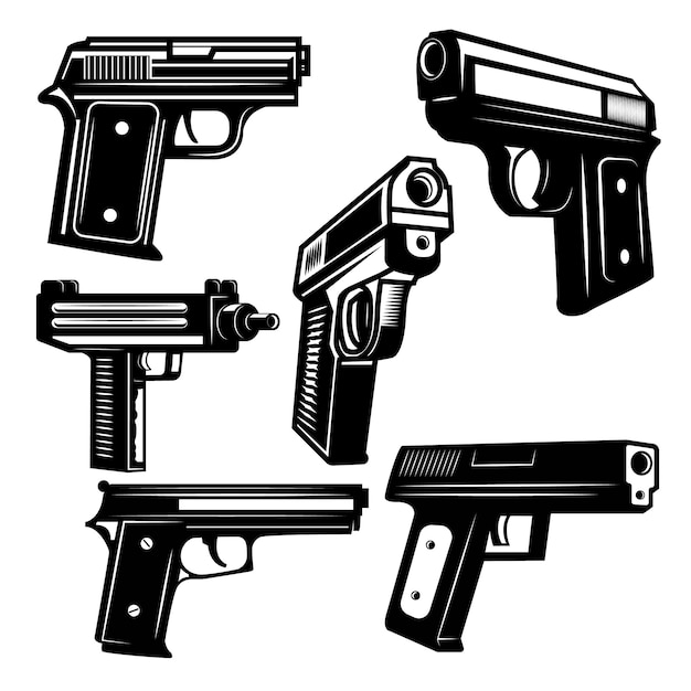 Premium Vector | Set of handguns on white background. element for logo ...