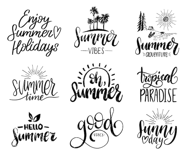 Premium Vector | Set of handwritten inspirational summer phrases. fun ...