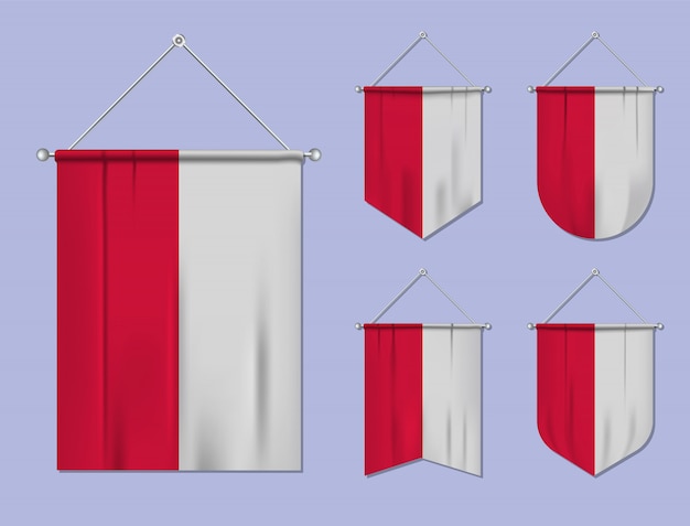 Premium Vector | Set of hanging flags poland with textile texture ...