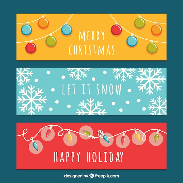 Free Vector | Set of happy christmas banners