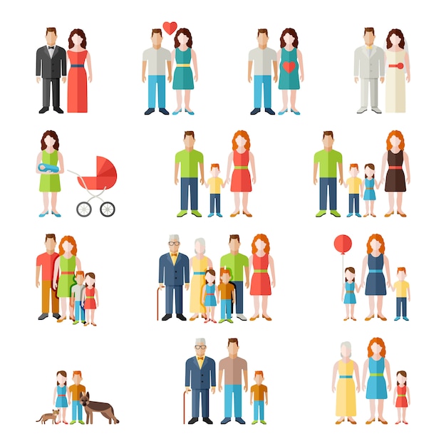 Premium Vector | Set of happy family, illustration of groups different ...