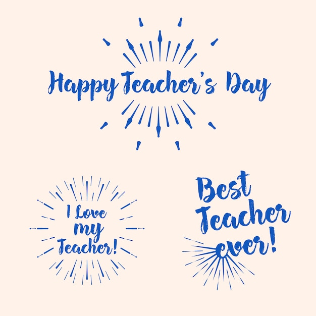 Download Set of the happy teacher's day typography. lettering ...