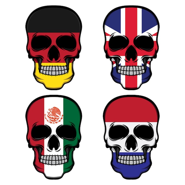 Download Set head skull flag | Premium Vector