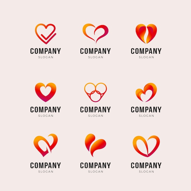 Download Free Set Of Heart Shape Logo Template Premium Vector Use our free logo maker to create a logo and build your brand. Put your logo on business cards, promotional products, or your website for brand visibility.