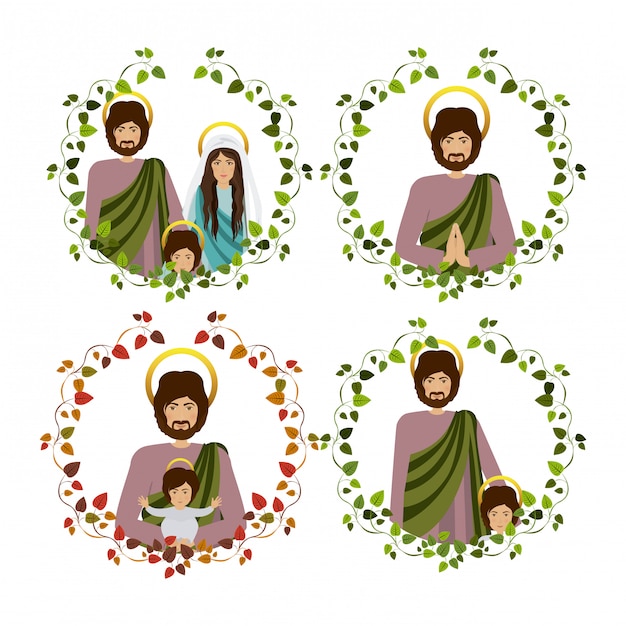 Download Set of holy family Vector | Premium Download