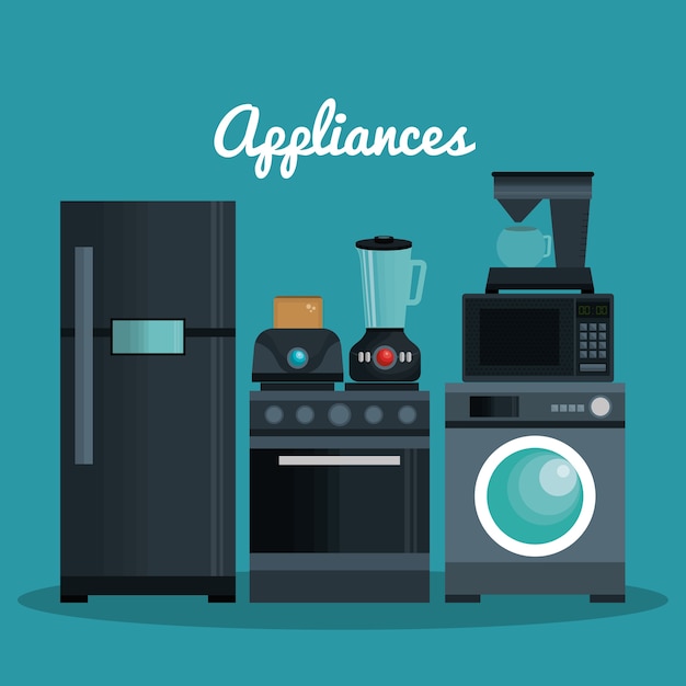 Download Set home appliances icons vector illustration design ...