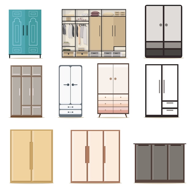 Set Of Home Dressing Room Wardrobes Vector Premium Download