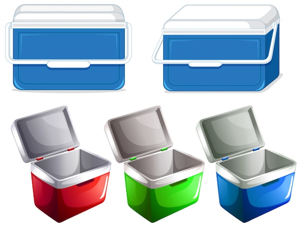 Set of ice box container Free Vector