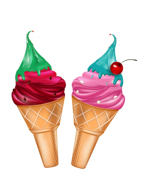 set of ice cream cones design cardvector illustration for web design