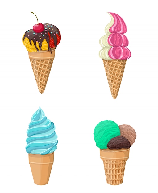 Download Set of ice-cream isolated on white | Premium Vector