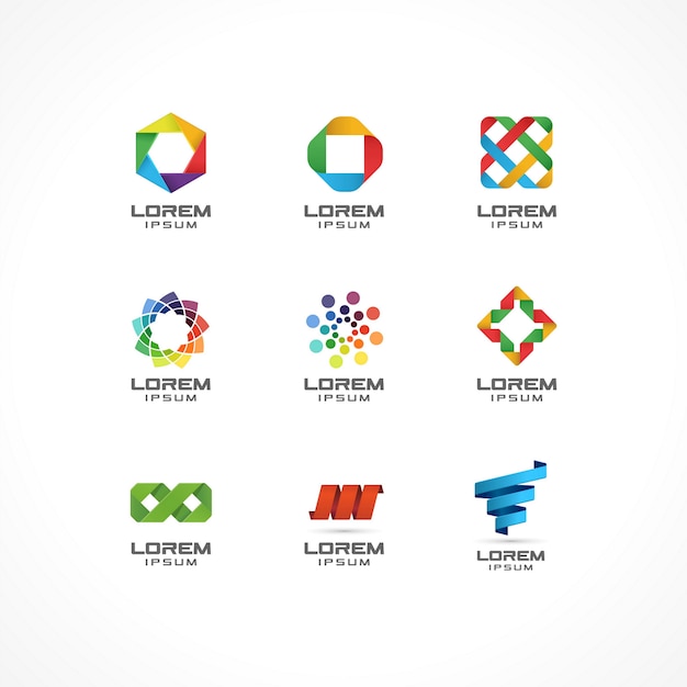 Premium Vector Set Of Icon Elements Abstract Logo Ideas For Business Company Internet Communication Technology Geometric Concepts Pictograms For Corporate Identity Template Stock Illustration