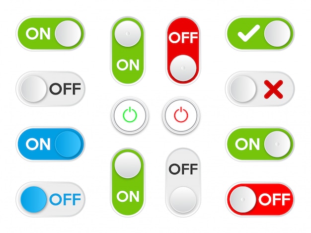 Premium Vector | Set icon on and off toggle switch button.