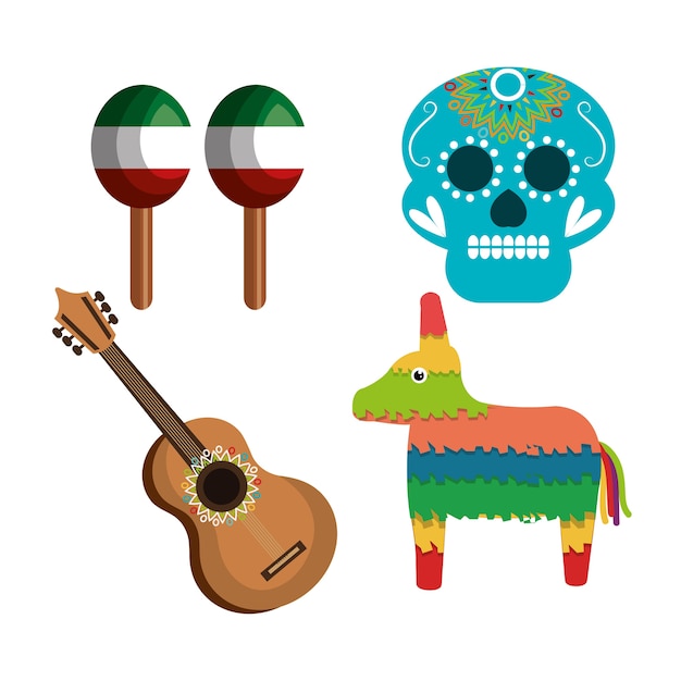 Premium Vector | Set icons culture festive mexican