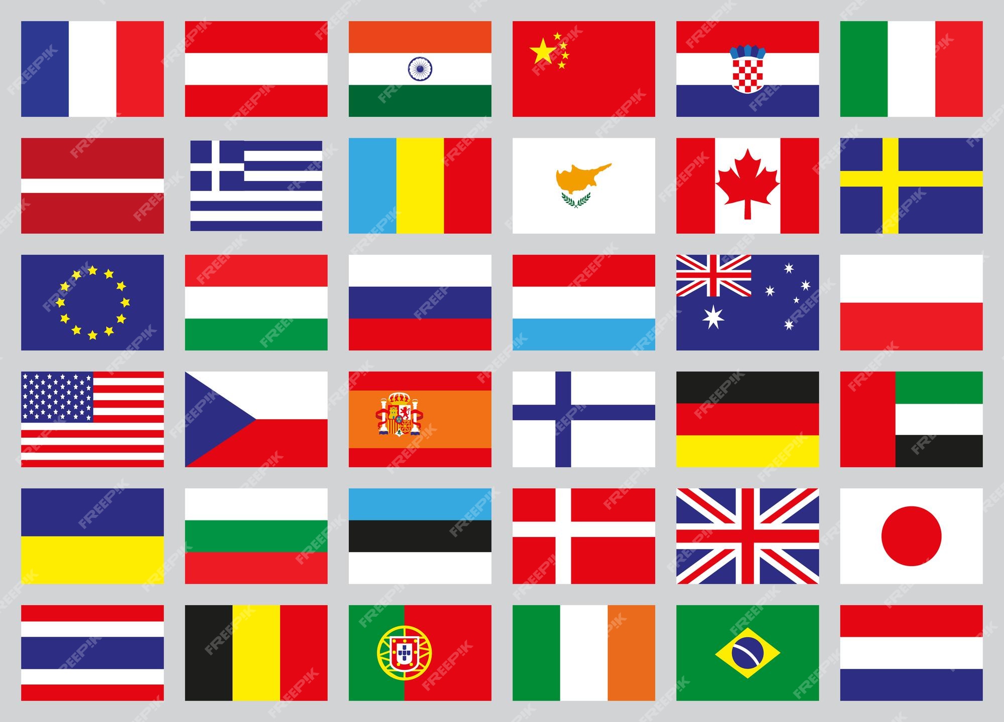 Premium Vector | Set icons of flags of different countries. vector ...