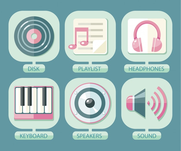 Set of icons music for app Premium Vector