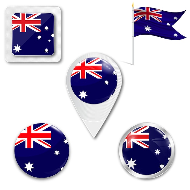 Set icons national flag of australia | Premium Vector