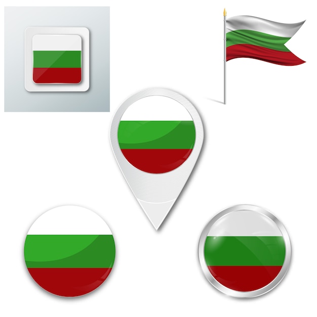 Download Set icons national flag of bulgaria | Premium Vector