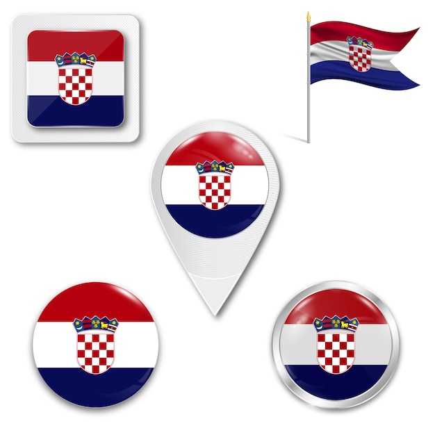 Premium Vector Set Icons National Flag Of Croatia 