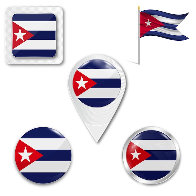 Premium Vector Set Icons National Flag Of Cuba