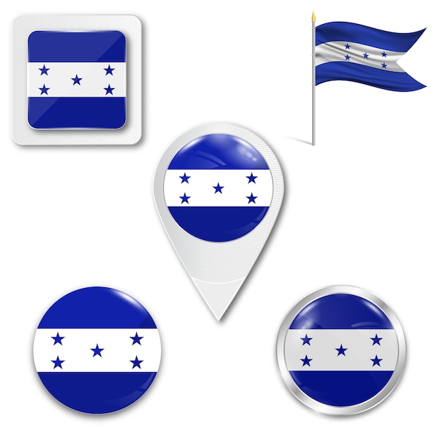 Download Set icons national flag of honduras | Premium Vector