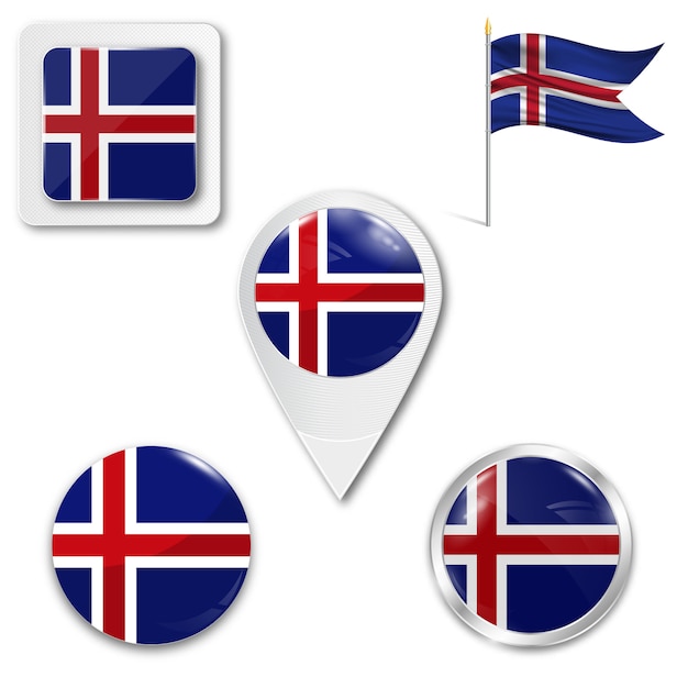 Download Set icons national flag of iceland Vector | Premium Download