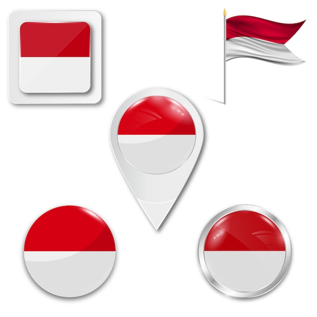 Download Set icons national flag of indonesia | Premium Vector