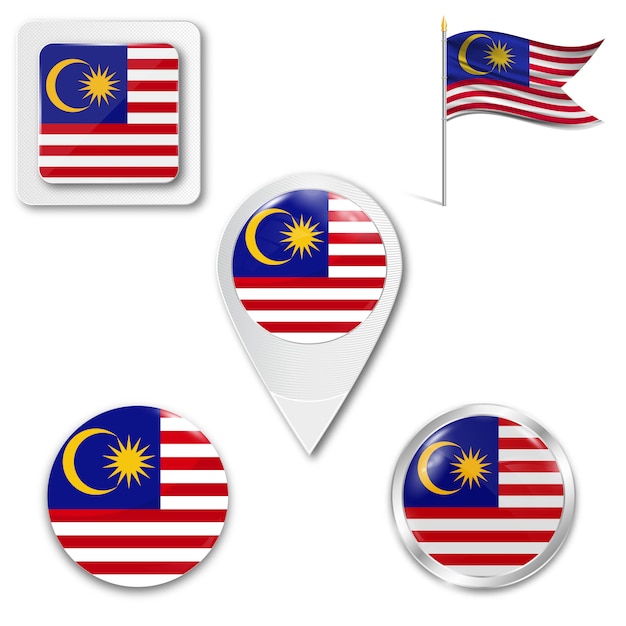 Download Set icons national flag of malaysia | Premium Vector