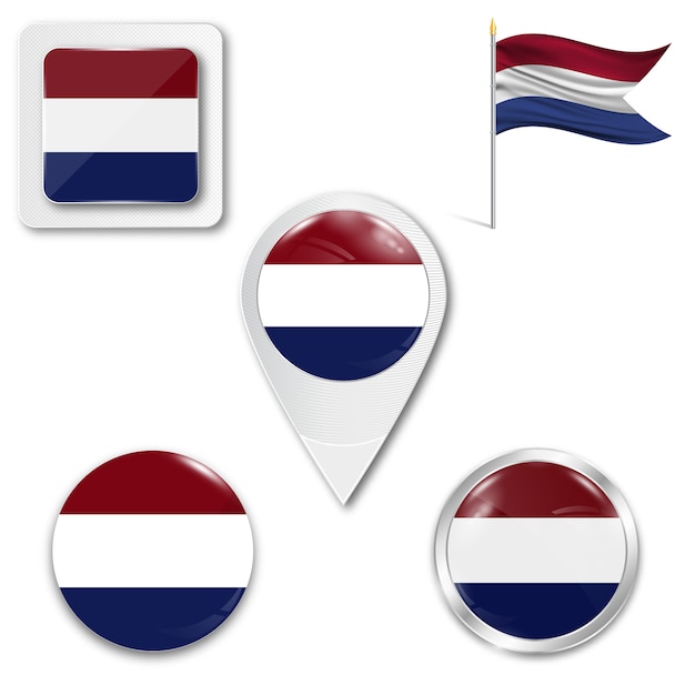 Download Set icons national flag of netherlands | Premium Vector