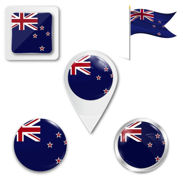 Set icons national flag of new zealand | Premium Vector