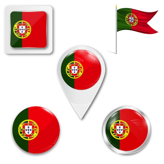 Download Set icons national flag of portugal Vector | Premium Download