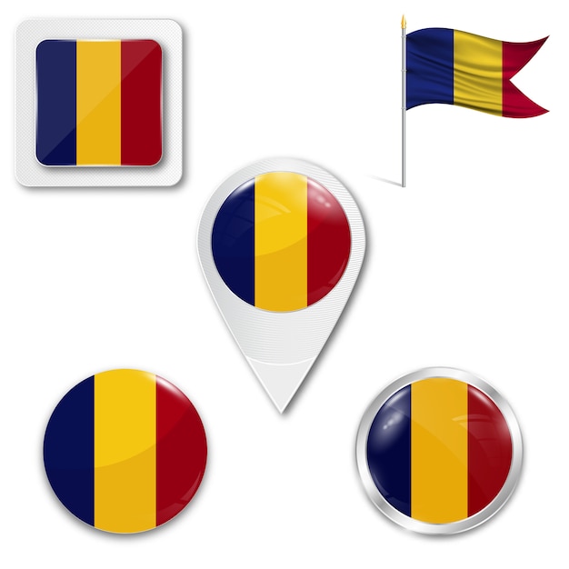 Download Set icons national flag of romania | Premium Vector