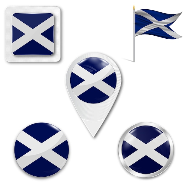 Download Set icons national flag of scotland | Premium Vector