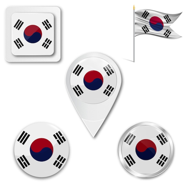 Premium Vector | Set icons national flag of south korea