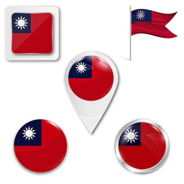 Download Set icons national flag of taiwan | Premium Vector