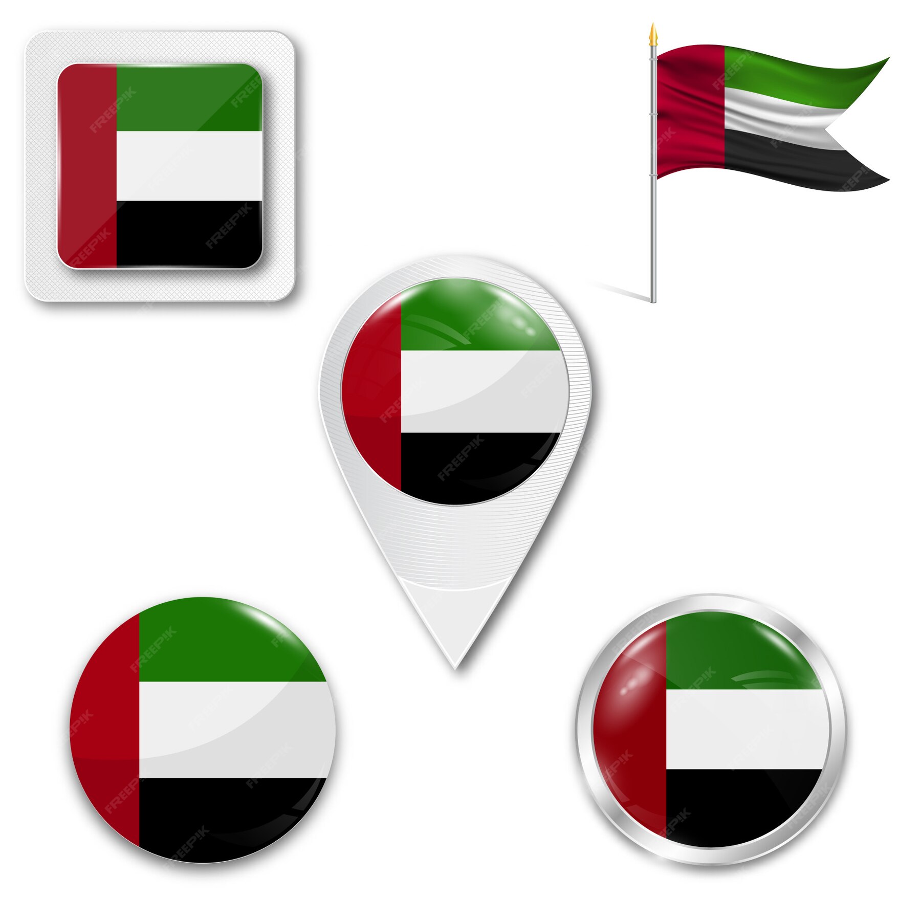 Premium Vector | Set icons national flag of united arab emirates