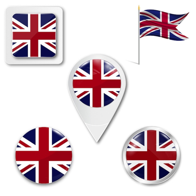 Download Set icons national flag of united kingdom Vector | Premium ...
