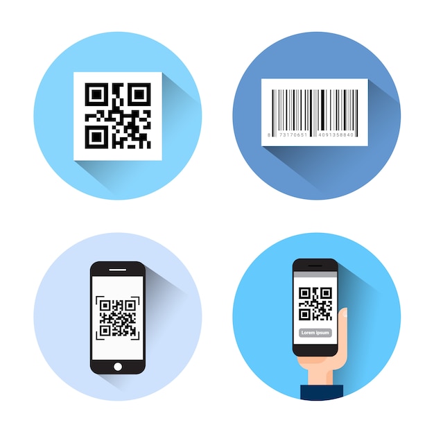 Download Free Set Of Icons With Bar Qr Code Scanning Smart Phones Isolated On Use our free logo maker to create a logo and build your brand. Put your logo on business cards, promotional products, or your website for brand visibility.